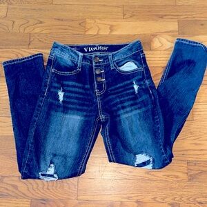 Vigoss jeans for girls “the Marley mom jeans” with intentional rips dark size 10